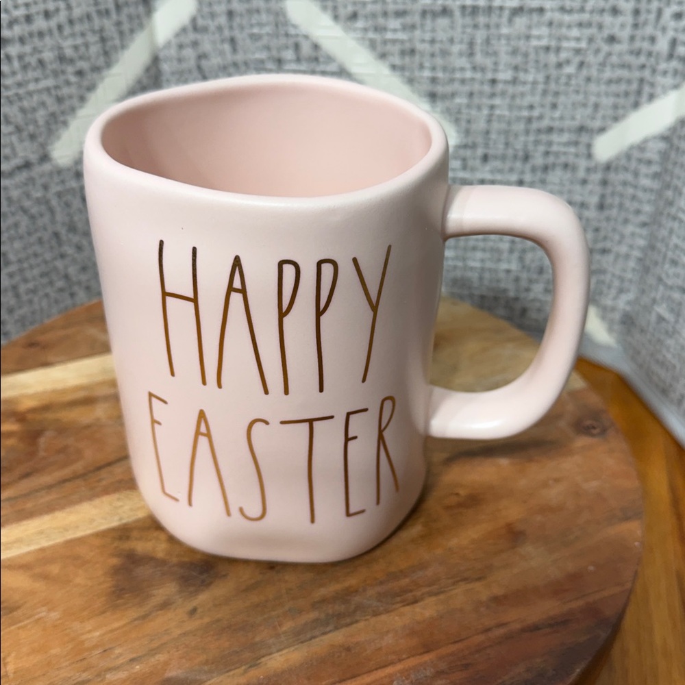 Rae Dunn HAPPY EASTER Mug Pink with Gold Writing
